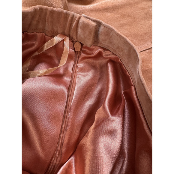 Vintage WesternTerry Lewis Rustic Distressed Genuine Leather Skirt Peach Size 10 - Picture 4 of 12